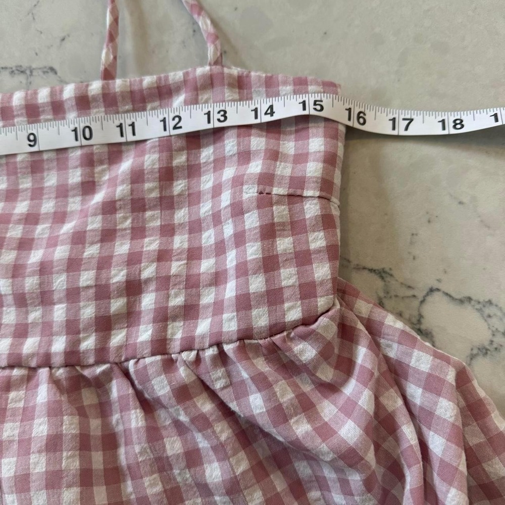 Pie in the Sky Pink Gingham Tie Strap Babydoll Peplum Top Size Large Cottagecore - Picture 5 of 6